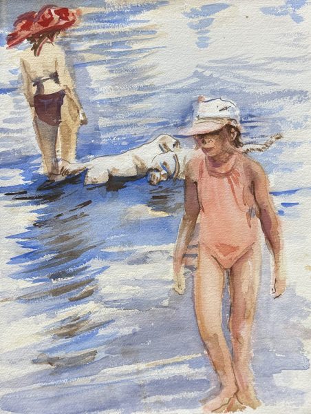 [Untitled] [Beach Scene] Two Girls and Dogs